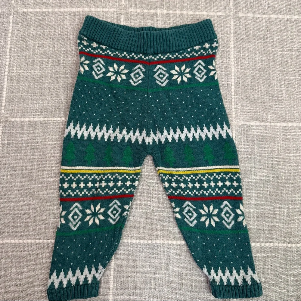 Hanna Andersson Holiday Sweater & Leggings Set‎ 12-18 Months Fair Isle Cotton